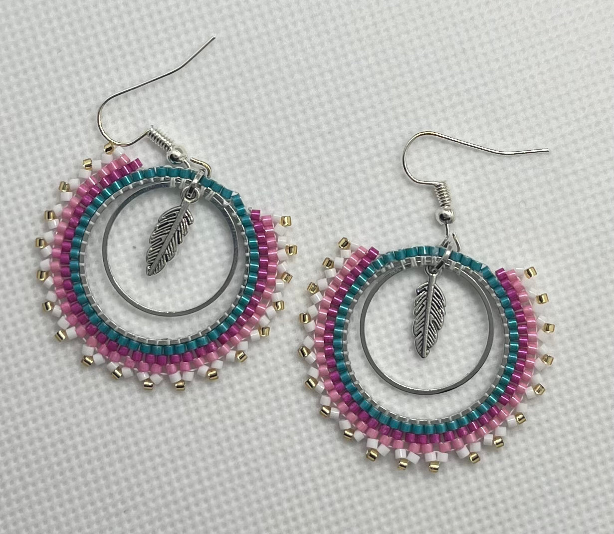 Beaded hoop earrings 25 mm rings