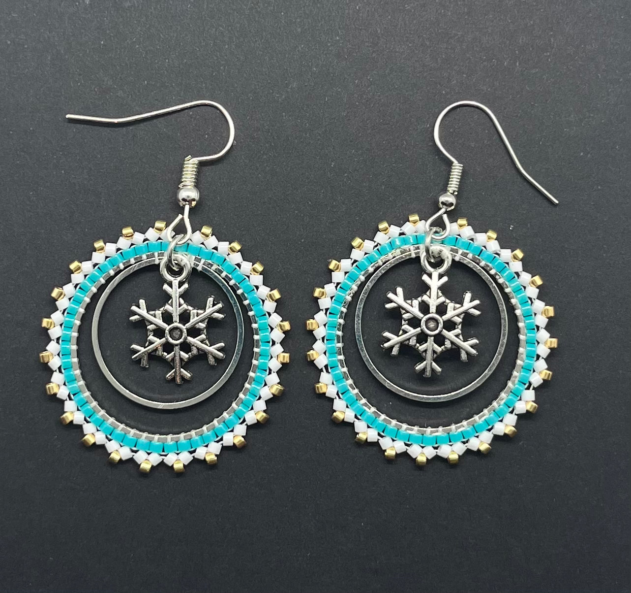 Beaded hoop earrings 25 mm rings